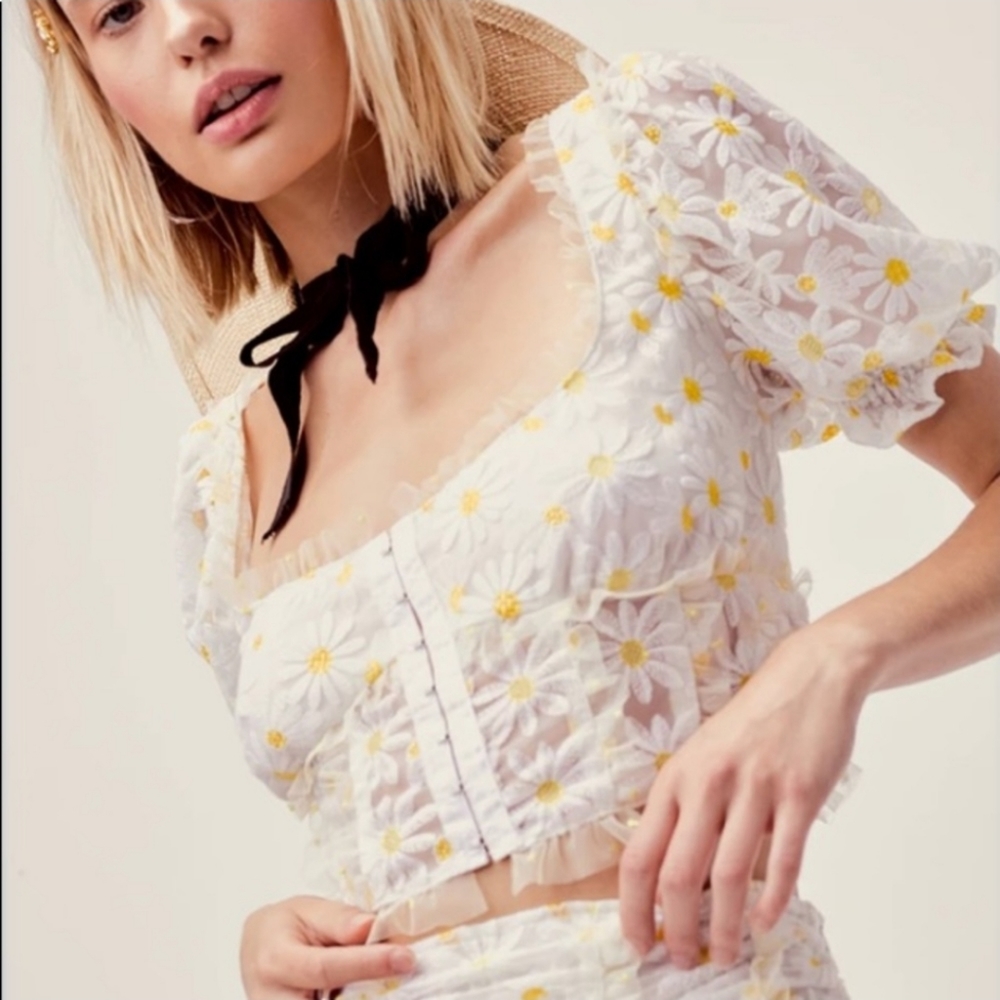 ISO For Love and Lemons Brulee Daisy Crop Top